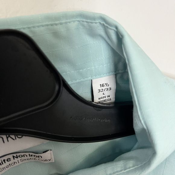 Calvin Klein Infinite Non-Iron Slim Fit Blue 16 1/2 32/33 Large Mens Dress Shirt - Picture 7 of 9